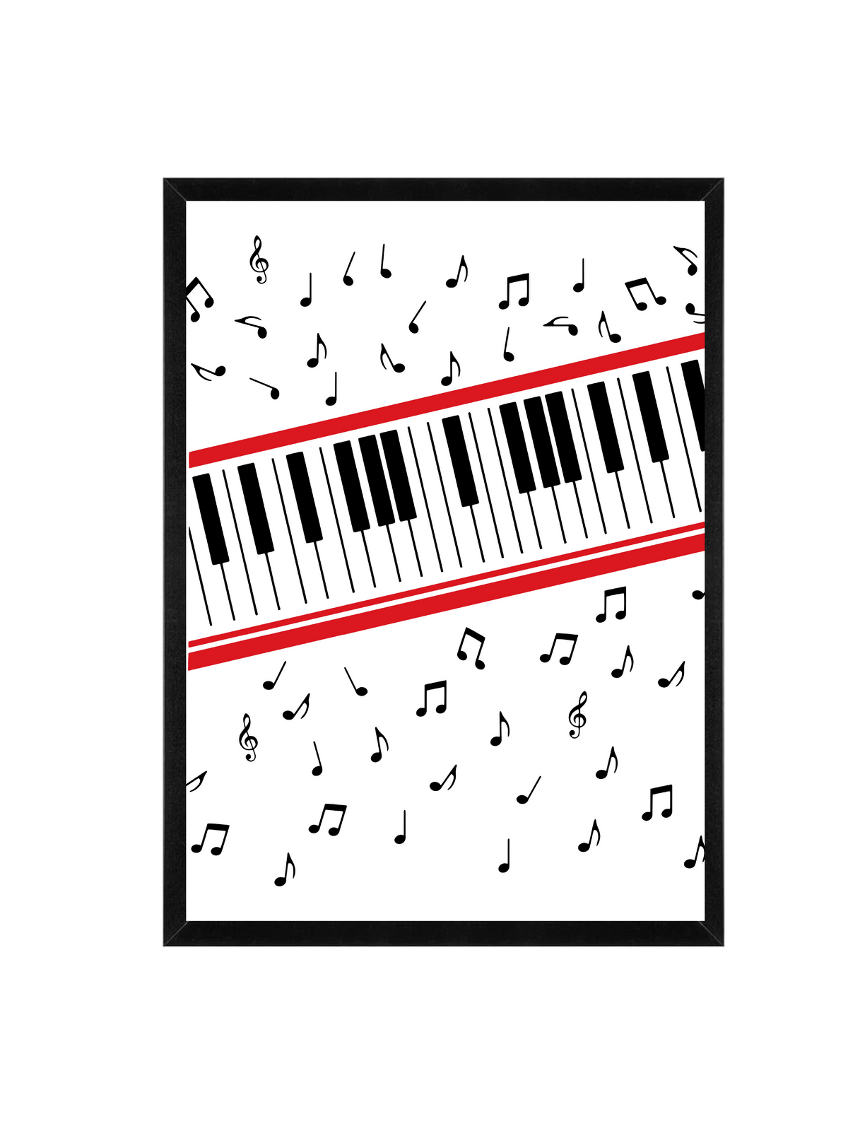 Retro Piano Keys Wall Art Print | Minimal Music Poster 12x16
