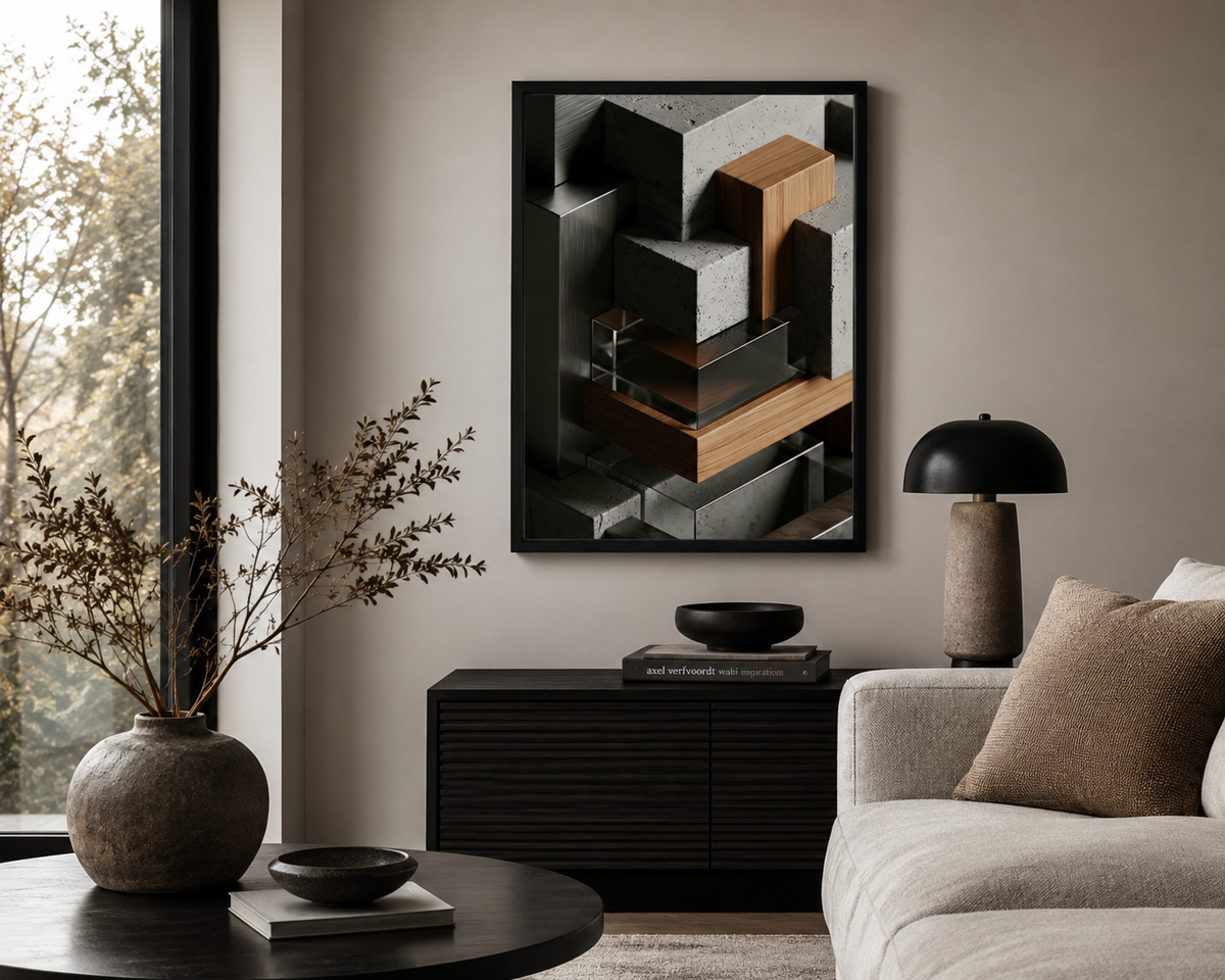 Abstract Geometric Wall Art – Architectural Statement Print (12x16)