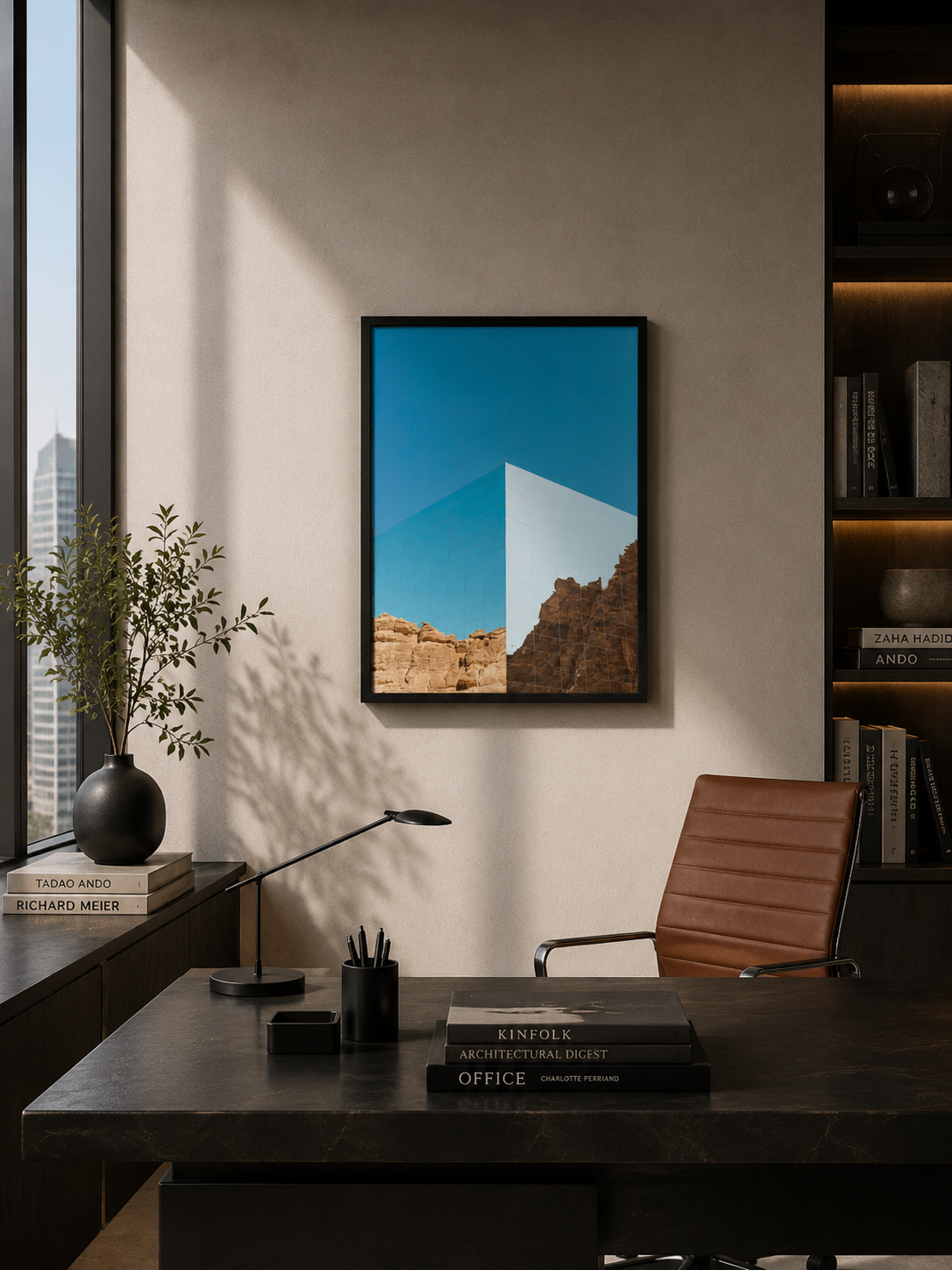 Modern Architectural Framed Wall Art 12 x 16 in (30 x 40 cm) Desert Reflection