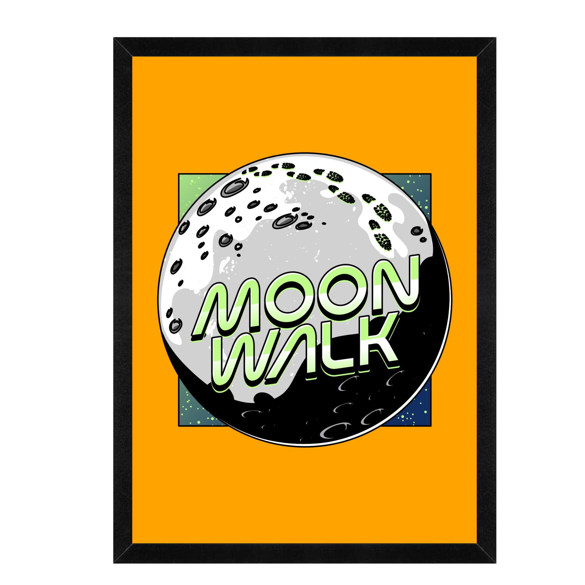 Moon Walk Wall Art | Yellow Background Framed Matte Print 12x16