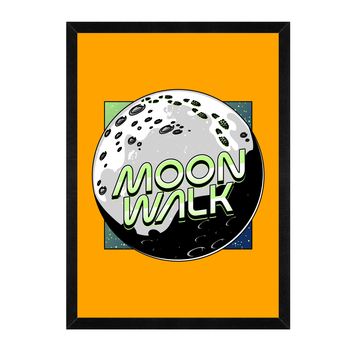 Moon Walk Wall Art | Yellow Background Framed Matte Print 12x16