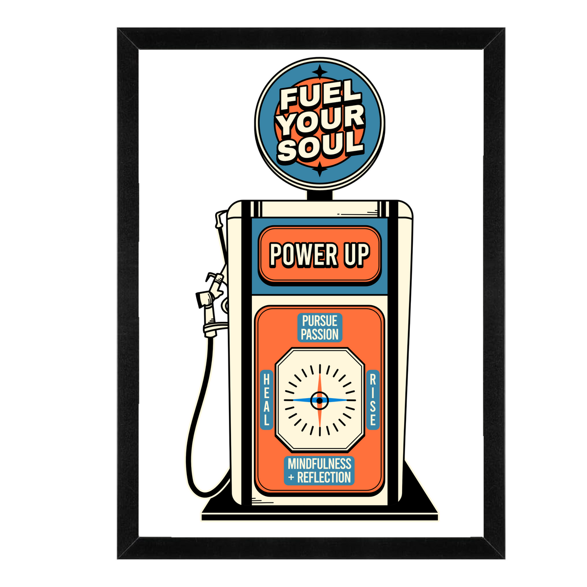 Retro Mini Petrol Pump Wall Art – Bold Motivational Home & Studio Decor 12x16