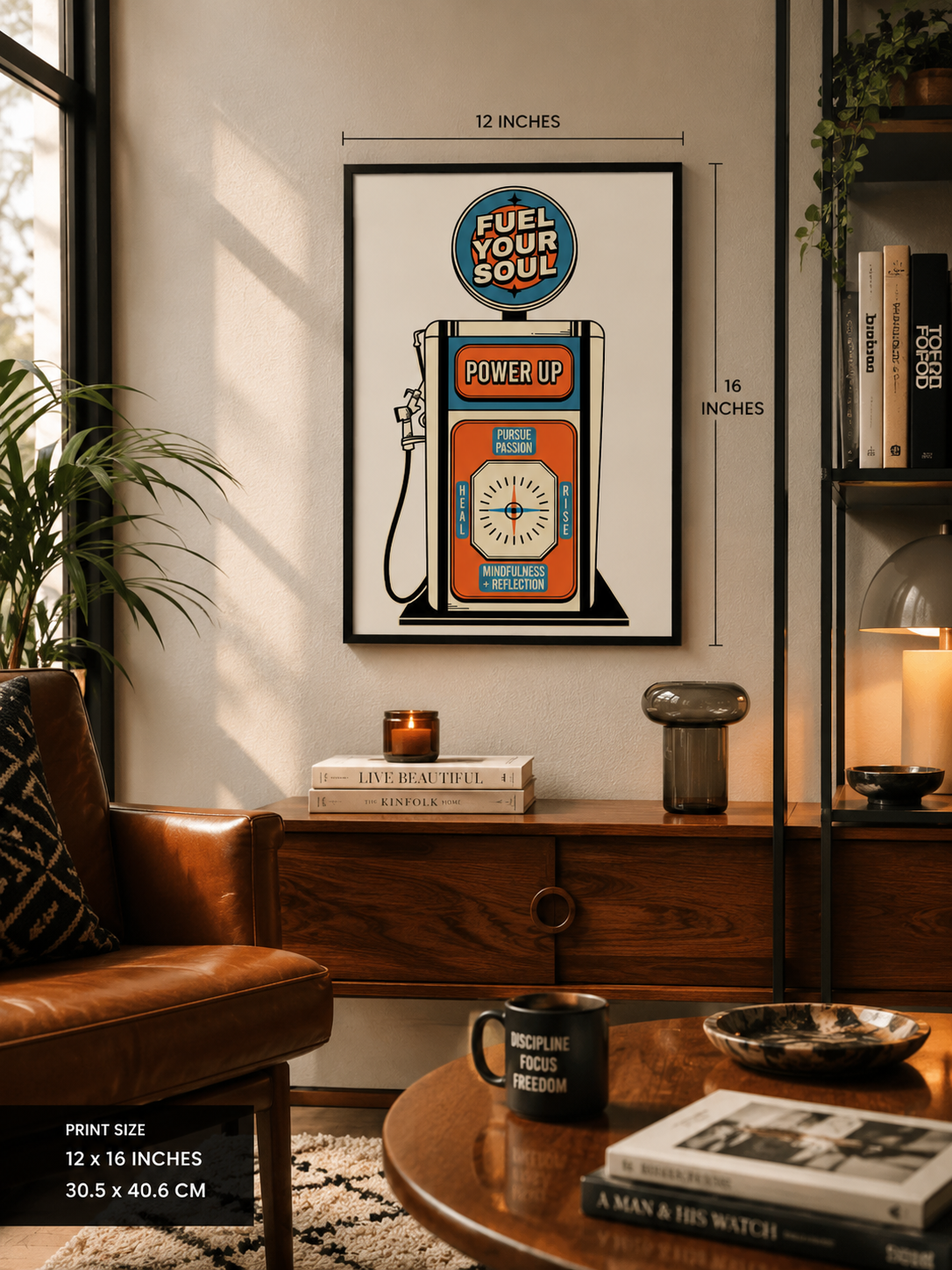 Retro Mini Petrol Pump Wall Art – Bold Motivational Home & Studio Decor 12x16