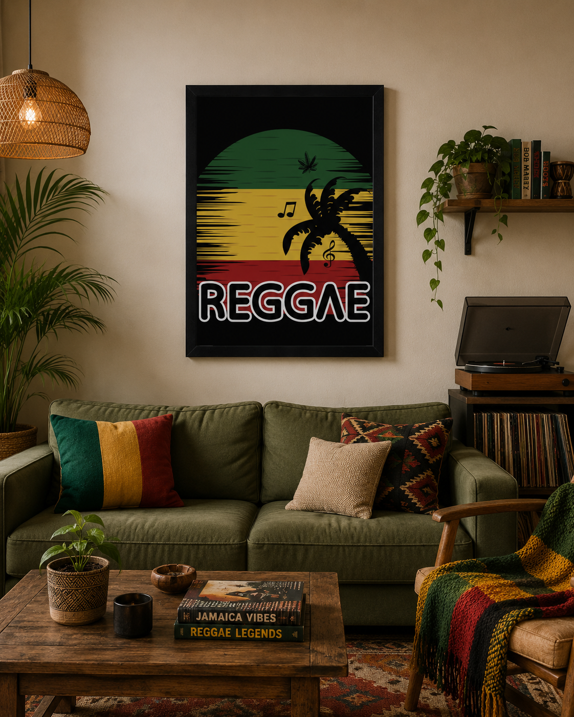 Reggae Inspired Wall Art | Island & Palm Tree Framed Matte Print 12x16