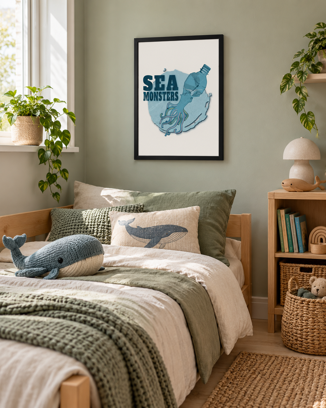 Sea Monsters Framed Wall Art | Ocean Conservation Print (30 × 40 cm)