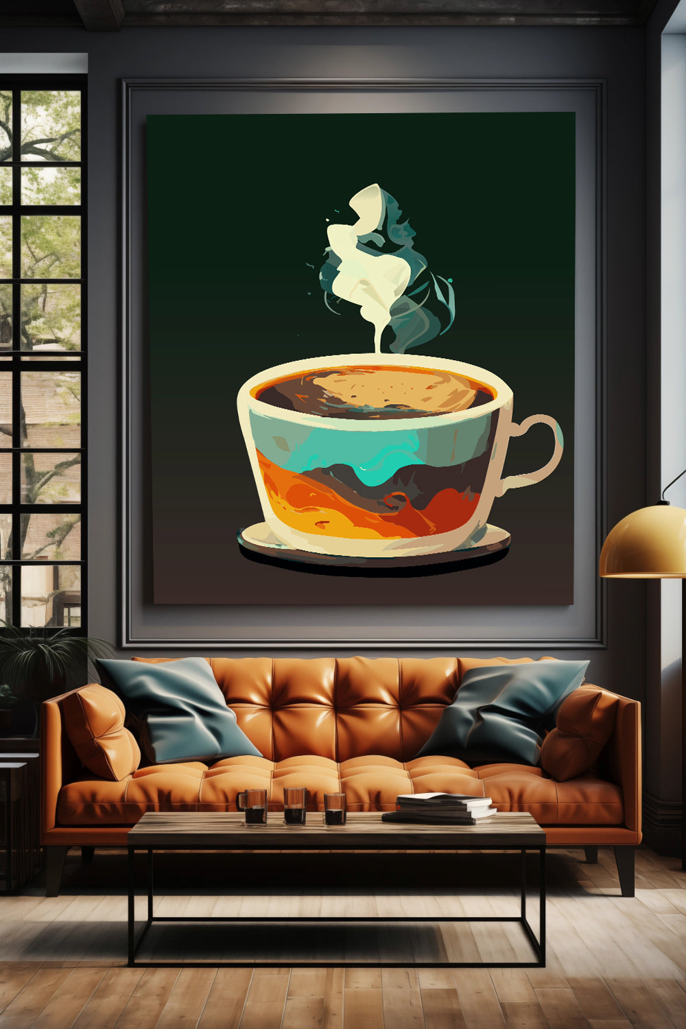 Tea Cup Wall Art | Warm Tones Framed Matte Print 12x16