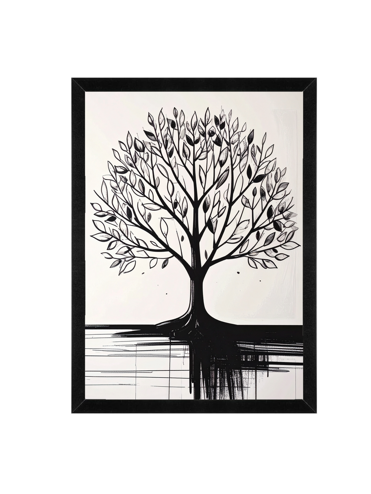 Minimalist Tree Framed Wall Art 12 x 16 in (30 x 40 cm) Black and White Nature Design