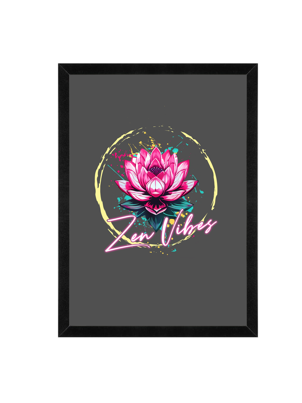 Zen Vibes Wall Art | Pink Flower Mindfulness Print | Framed Matte Artwork 12x16